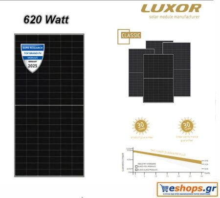 620 watt - Φωτοβολταϊκό Πάνελ Luxor 620W Mono N-Type TOPCon Glass-Glass Bifacial LX-620M/182R-132+GG