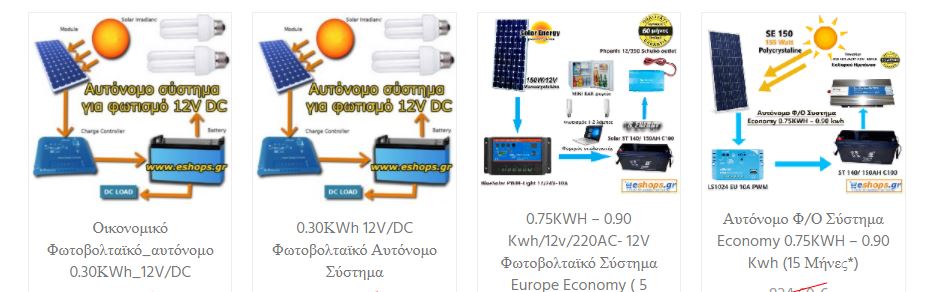 12v Φ/Β Σύστημα- Α Standard Ανάλυση συστήματος 0.75KWH – 0.90 kwh/12v/220AC