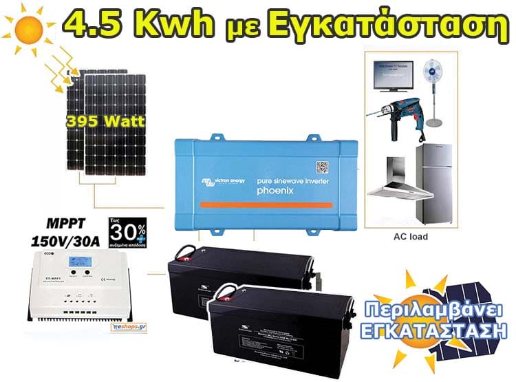 4,5kwh Αυτόνομο Φωτοβολταϊκό με εγκατάσταση