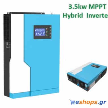 Υβριδικός Inverter Καθαρού Ημιτόνου 3.5kw/3500W 24V & Ρυθμιστής Φόρτισης 30-80A Κίνα