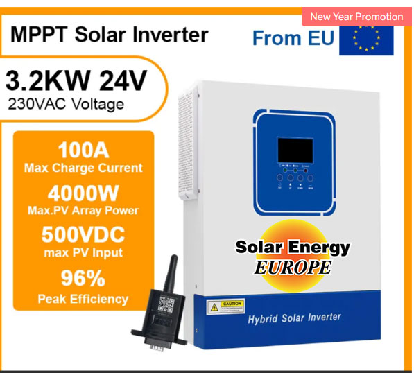 3200 VA/ 24v MPPT 400V/100A Υβριδικός Inverter Solar Energy Europe